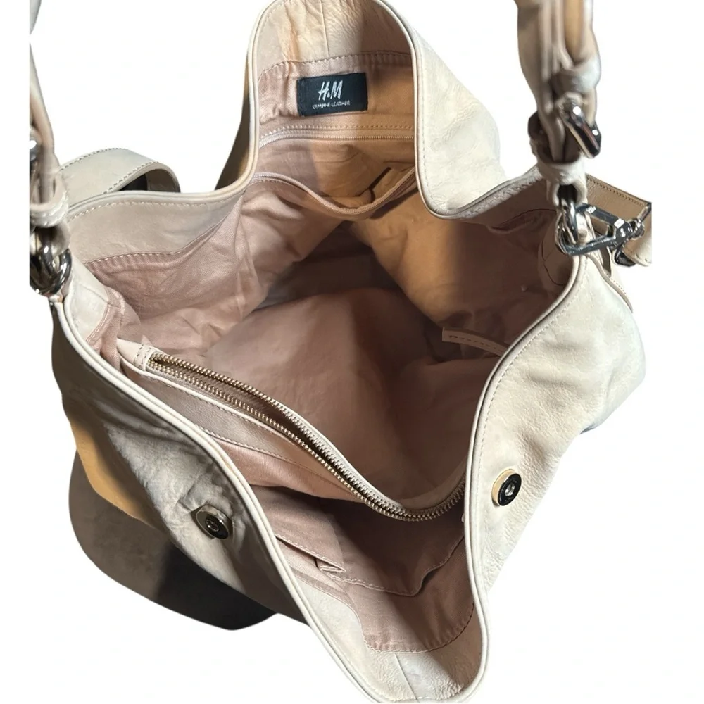H&M NubuckLeather‎ Hobo Bag with Crossbody Strap Large